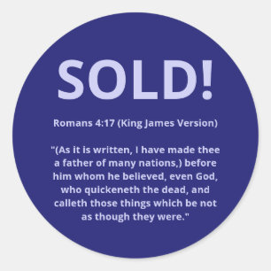 Sold! Scripture Quote with Lavender Text Classic Round Sticker