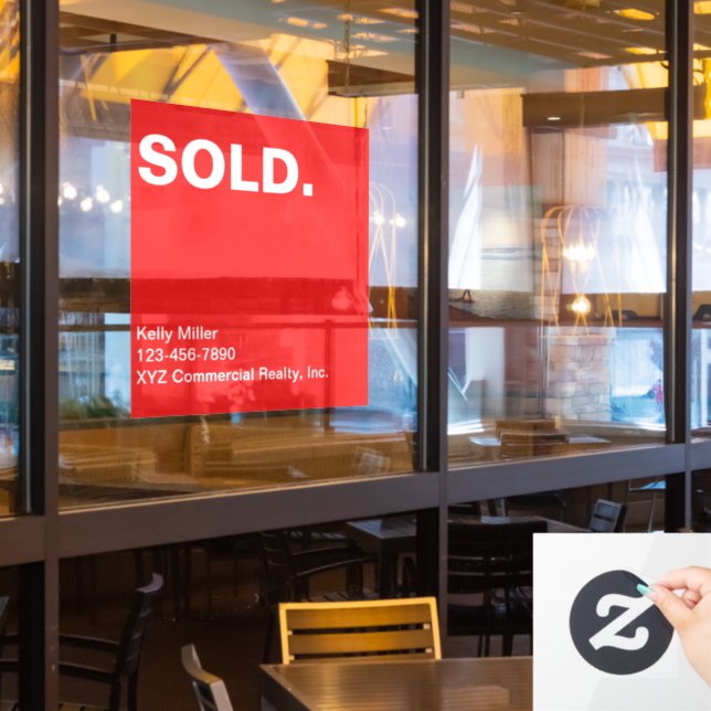 SOLD Sign Commercial Realty Marketing Customized  (Restaurant Window)