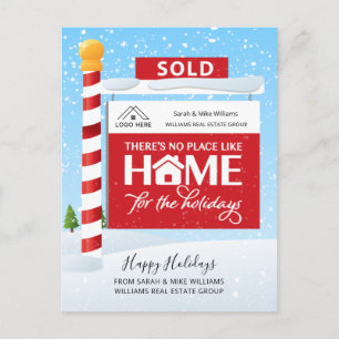 Sold Sign Photo Real Estate Christmas Holiday Postcard
