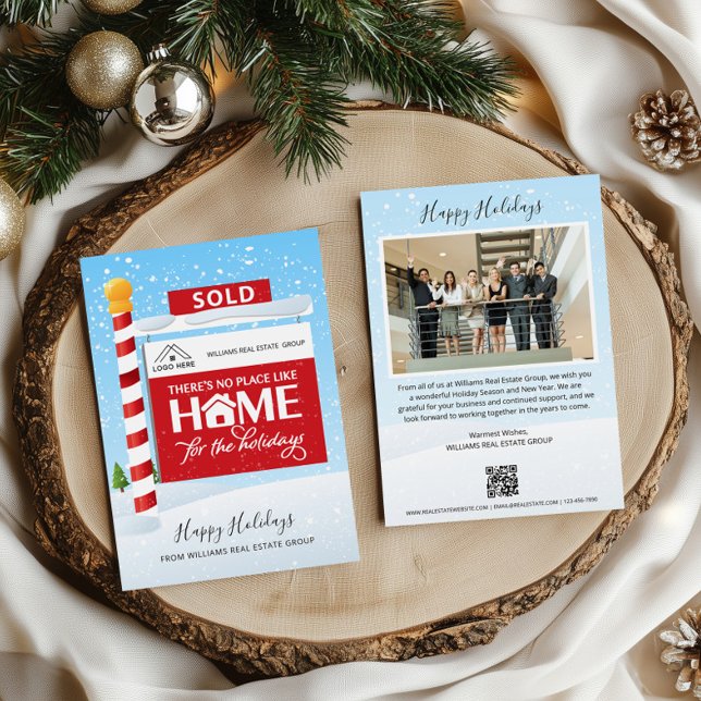 Sold Sign QR Code Real Estate Christmas Card (Sold Real Estate QR Code Christmas Cards)
