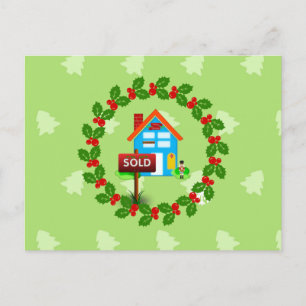 Sold Sign, Realtor's festive Christmas design Postcard