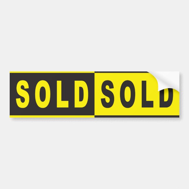 sold sign yellow black bumper sticker (Front)