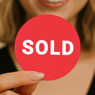 Sold Sticker Roll   Red Product Label Stickers
