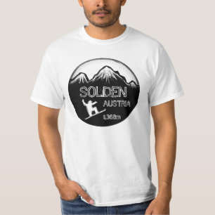 Solden Austria black white snowboard art value tee
