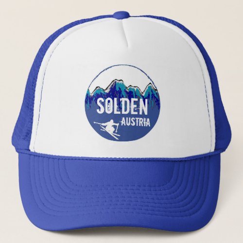 Solden Austria blue ski art blue hat