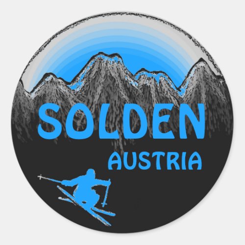 Solden Austria blue ski logo art stickers
