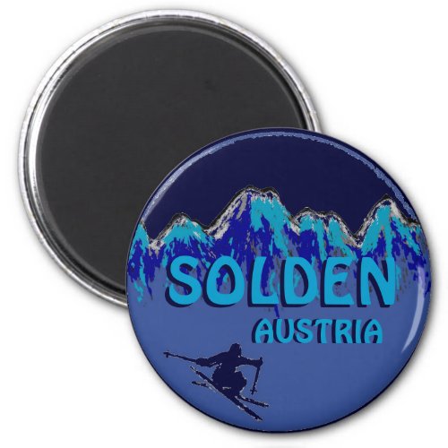 Solden Austria blue theme ski logo magnet