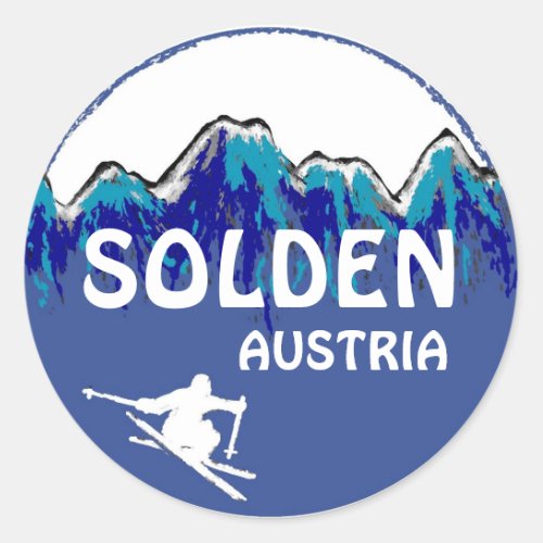 Solden Austria blue white ski logo stickers