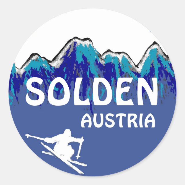 Solden Austria blue white ski logo stickers (Front)