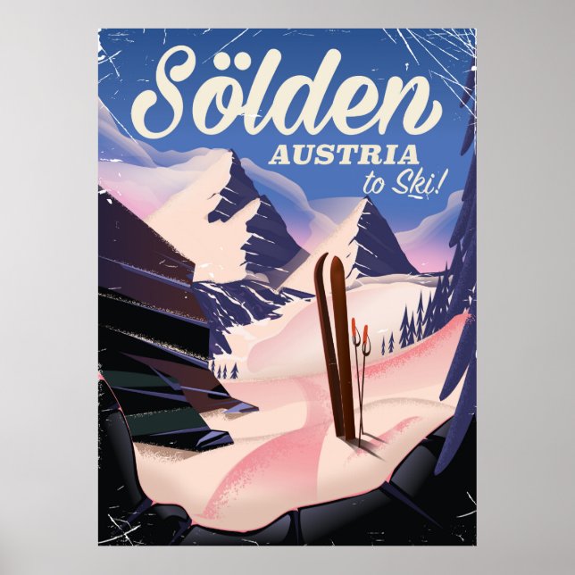 Sölden Austria vintage ski poster (Front)