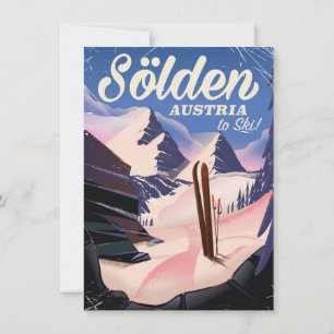 Sölden Austria vintage ski poster Invitation
