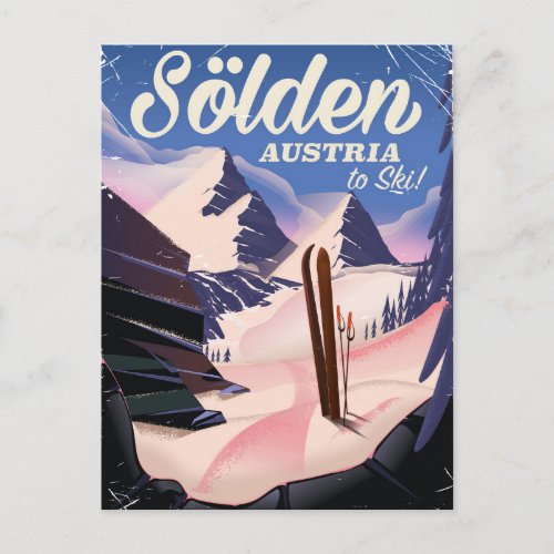 Slden Austria vintage ski poster Postcard
