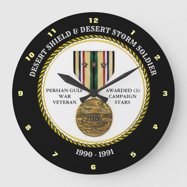 SOLDIER 3 STARS  / DESERT SHIELD & STORM LARGE CLOCK (Front)