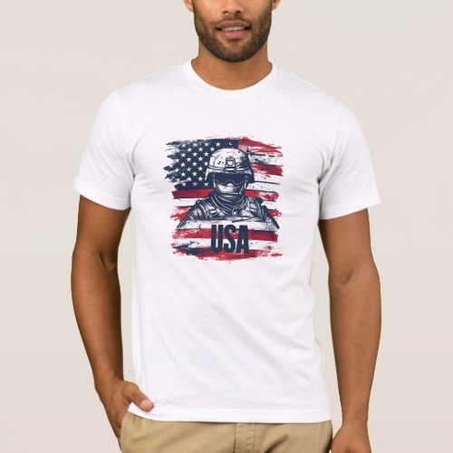 Soldier American Flag 4th July T_Shirt