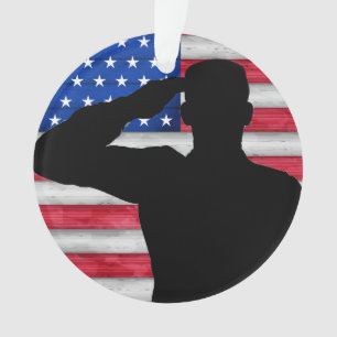 Soldier and American Flag - Appreciation Ornament