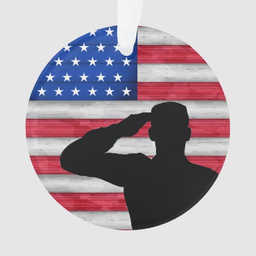 Soldier and American Flag - Appreciation Ornament