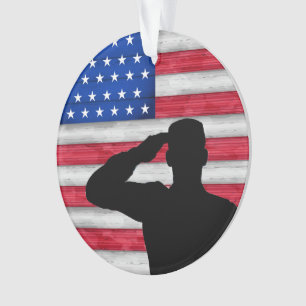 Soldier and American Flag - Appreciation Ornament