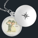 Soldier and Bride Military Wedding Silver Plated Necklace<br><div class="desc">Custom pendant features a sweet vector illustration of a sailor or airman with his beautiful bride.</div>