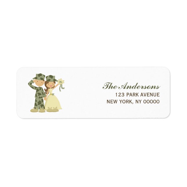 Soldier and Bride Wedding Address Return Labels (Front)