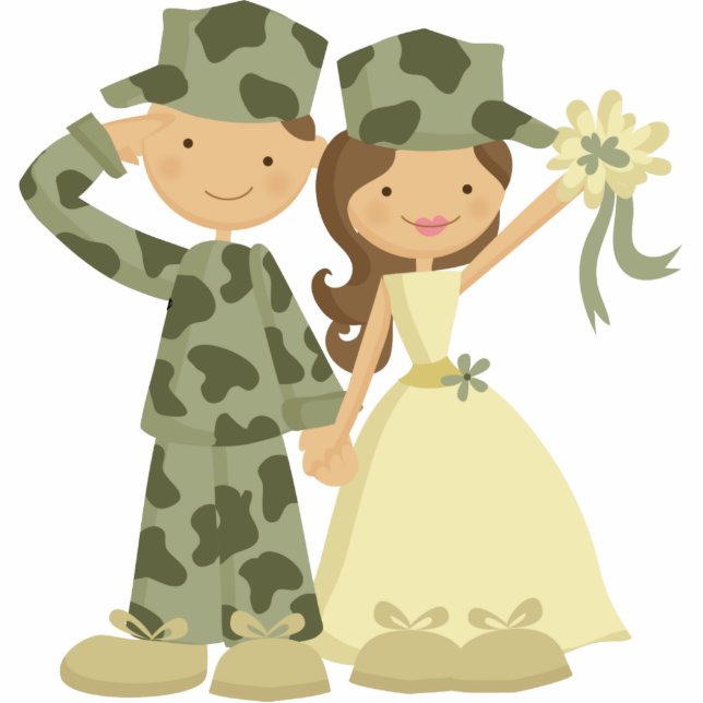 Soldier and Bride Wedding Cake Topper Statuette (Front)