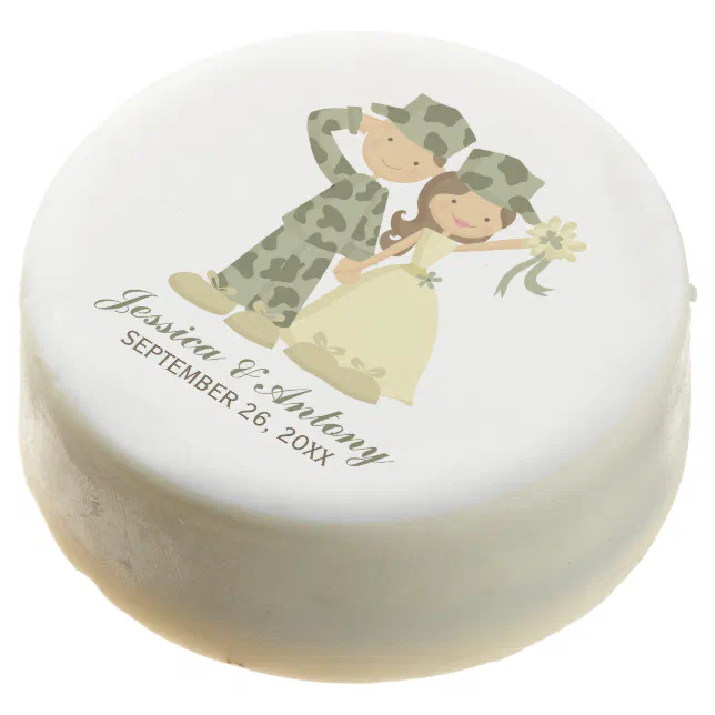 Soldier and Bride Wedding Chocolate Dipped Oreo (Angled)