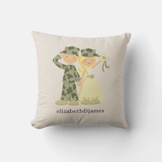 Soldier and Bride Wedding Custom Pillow (Front)