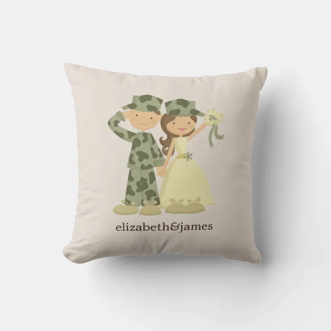 Soldier and Bride Wedding Custom Pillow (Front)