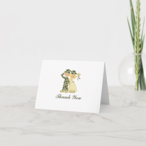 Soldier and Bride Wedding Folded Thank You Notes