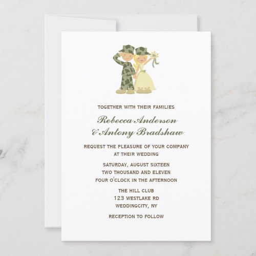 Soldier and Bride Wedding Invitations