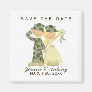 Soldier and Bride Wedding Save the Date Magnet