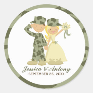 Soldier and Bride Wedding Stickers