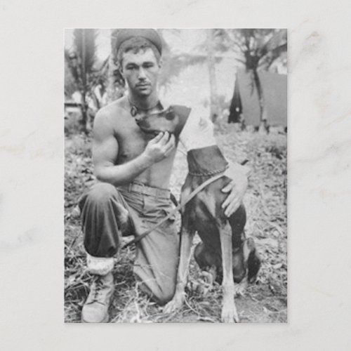 Soldier and Dog Postcard