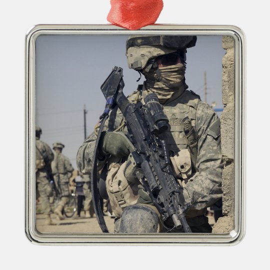 Soldier armed with a MK-48 Metal Ornament