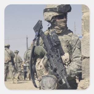 Soldier armed with a MK-48 Square Sticker