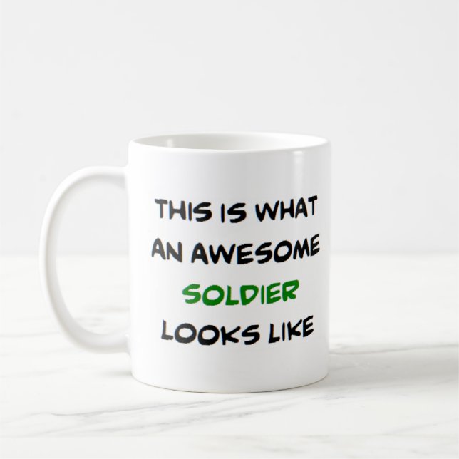 soldier, awesome coffee mug (Left)
