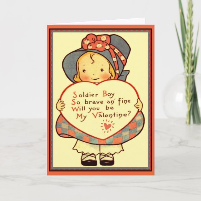 Soldier Boy So Brave Vintage Valentine Card (Front)