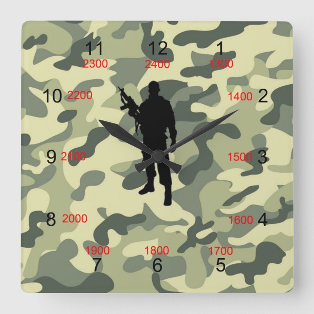 Soldier Camo Military Time Wall Clock (Front)