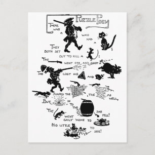 Soldier, Cat and Rat Rebus Poem Postcard