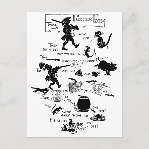 Soldier Cat and Rat Rebus Poem Postcard