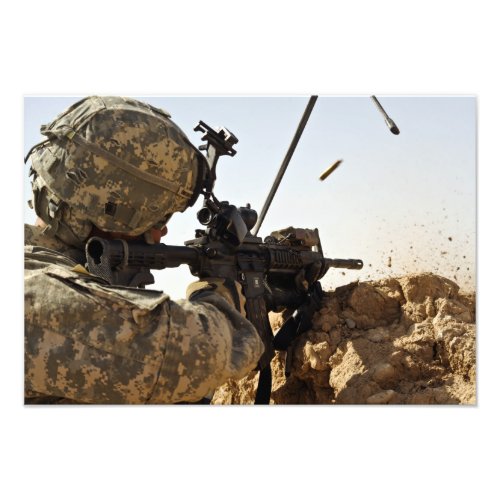 soldier engages enemy forces photo print