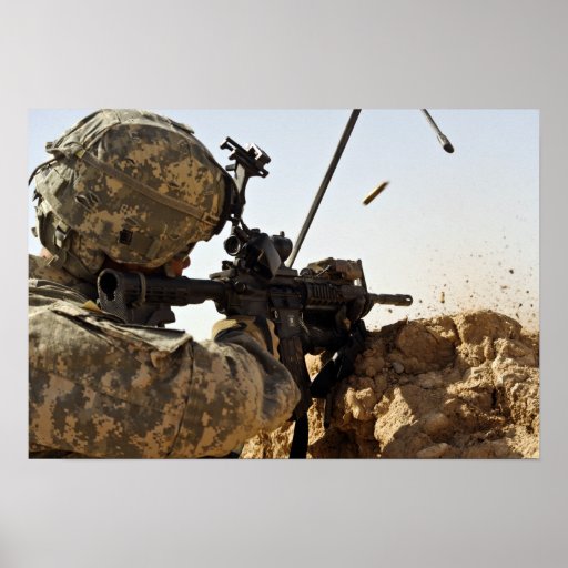 soldier engages enemy forces poster | Zazzle