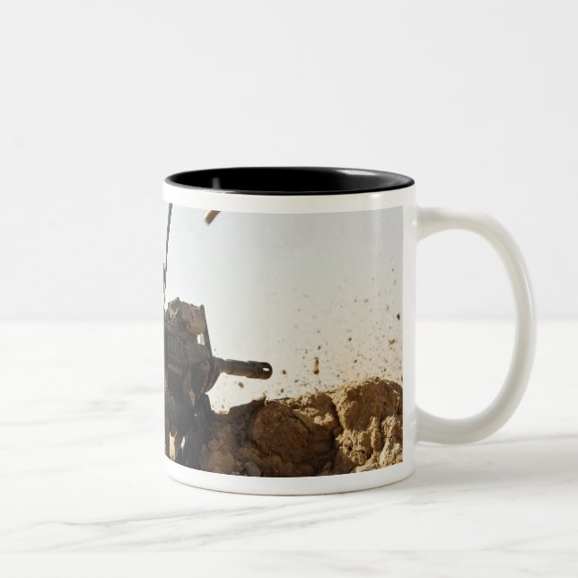 soldier engages enemy forces Two-Tone coffee mug (Right)