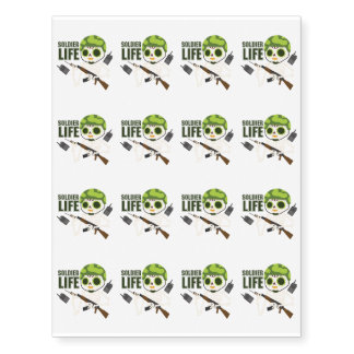 Soldier Funny Life Skeleton Halloween Temporary Tattoos