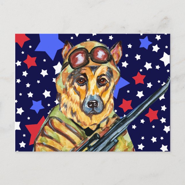 SOLDIER GERMAN SHEPHERD POSTCARD (Front)