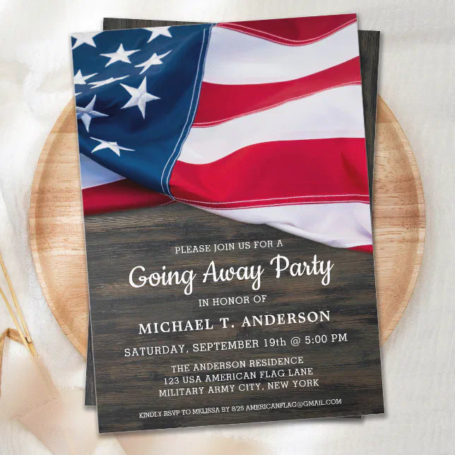 Soldier Going Away Party American Flag Military Invitation (Creator Uploaded)
