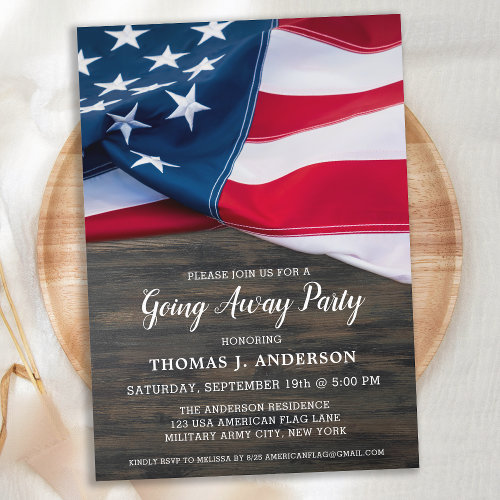 Soldier Going Away Party Military American Flag Invitation