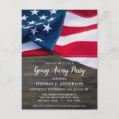 Soldier Going Away Party Patriotic Flag Military  Invitation Postcard (Front)