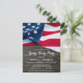 Soldier Going Away Party Patriotic Flag Military  Invitation Postcard (Standing Front)