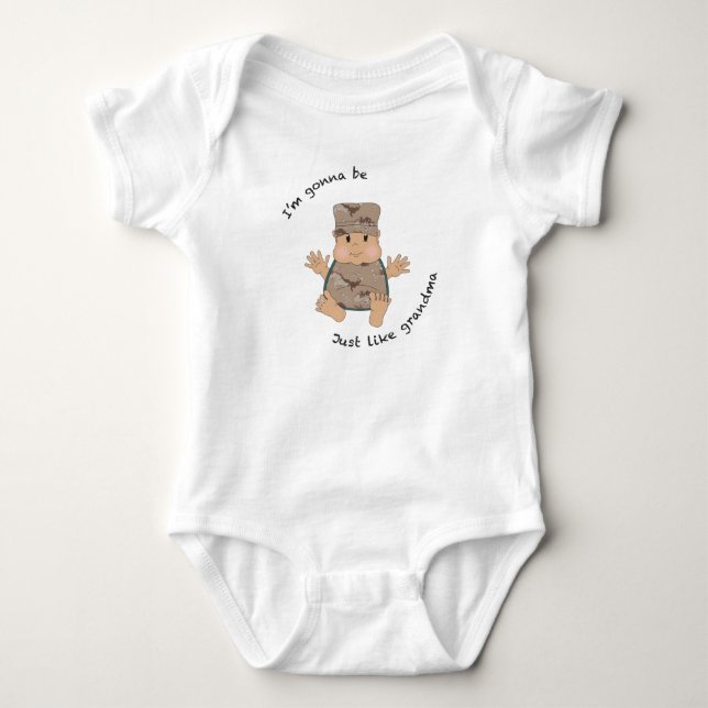 Soldier grandma baby bodysuit (Front)