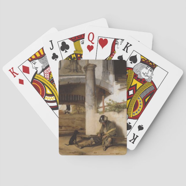 Soldier Guarding a Gate With his Pet Dog Poker Cards (Back)